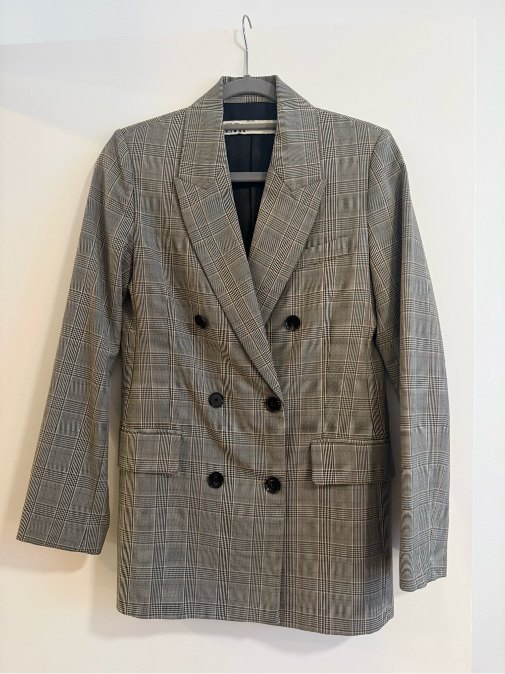 Zara Plaid Double Breasted Blazer Size XS